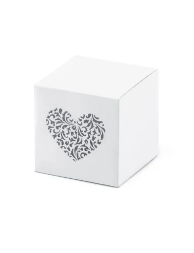 Popierinės dėžutės, su širdele, 10 vnt, 5x5x5 cm