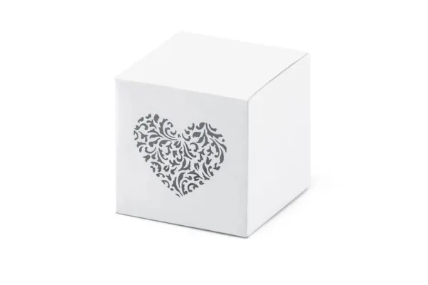 Popierinės dėžutės, su širdele, 10 vnt, 5x5x5 cm