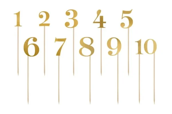 Stalo numeriai, aukso spalvos (1-10) 25cm