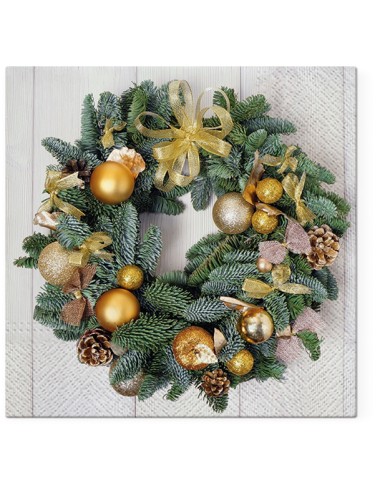 Kalėdinės servetėlės, Golden Wreath L, 20vnt