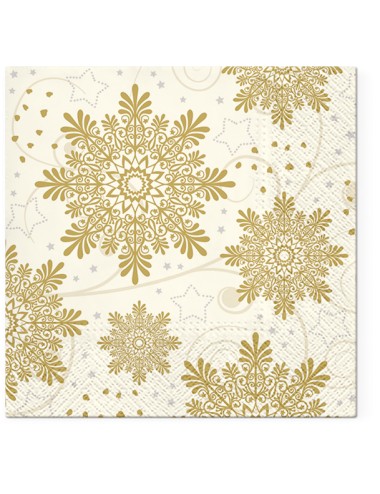 Kalėdinės servetėlės, Snowflakes gold L, 20vnt