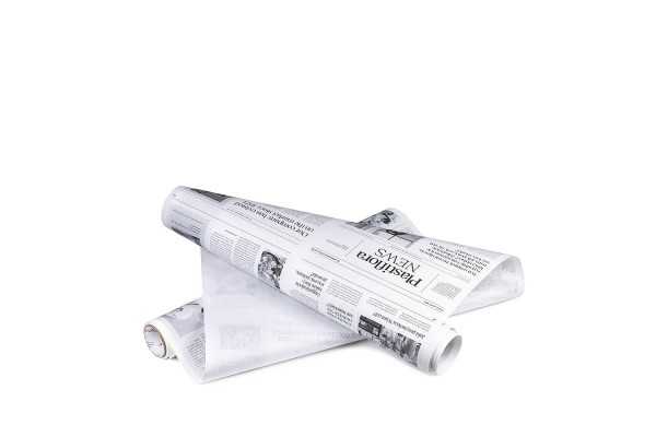 Dovanų popierius, laikraštis, baltas-juoda, 50cm 10m