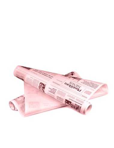 Dovanų popierius, laikraštis, rožinis-juoda, 50cm 10m