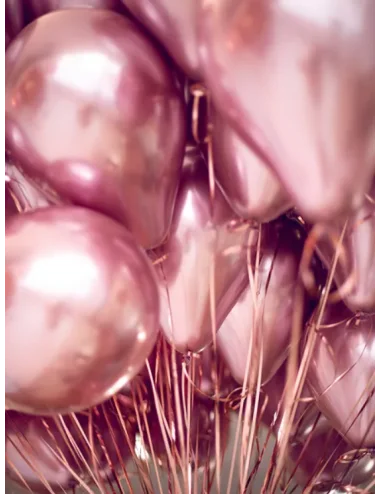 Balionai, chrominiai, 30 cm, rožinio aukso spalvos, 10 vnt