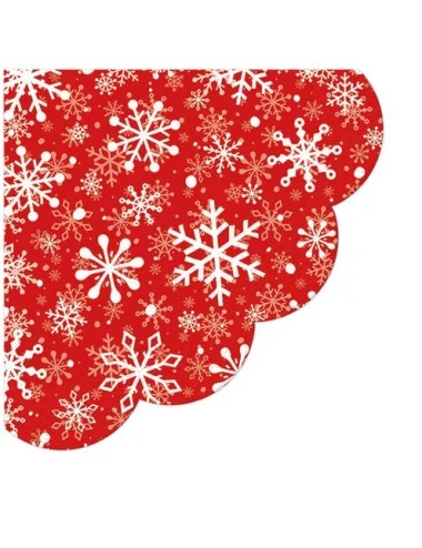Kalėdinės servetėlės, apvalios, Christmas Snowflakes light red L, 12 vnt
