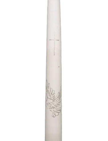 Krikšto žvakė, sidabrinis balandis, 30 cm