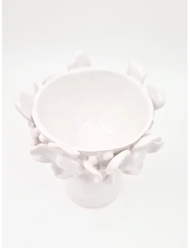 Šeimos židinys su kojele, balta keramika, gėlės, 12x10cm