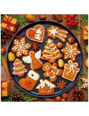 Kalėdinės servetėlės, Gingerbread icing decorated, 33x33cm, 20 vnt